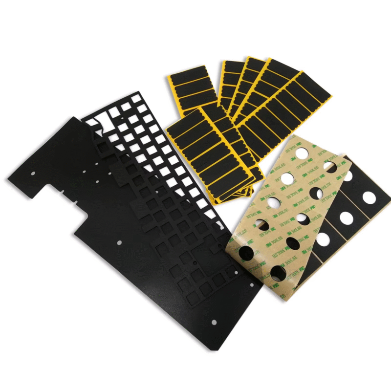 Custom die cut PORON foam cushioning pads with 3M adhesive